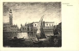 Venice, Venezia; 9 pre-1945 unused town-view postcards, etching, s: Festucci