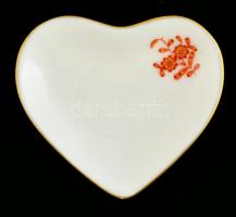 Herendi szív alakú kistál, kézzel festett, jelzett, hibátlan, 5×5,5 cm