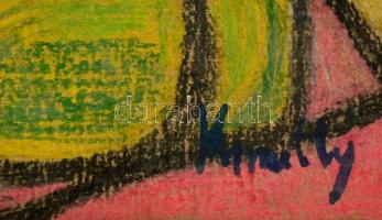 Kmetty jelzéssel: Csendélet. tempera, karton, sérült, 35×49 cm