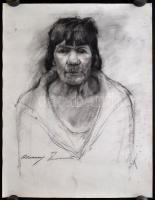 Barcsay jelzéssel: Női portré. Szén, papír, felcsavarva, 70×50 cm