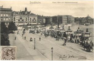 Stockholm, Grand Hotel och Blasieholmshamnen / hotel, port, street, TCV card