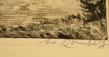 Walter Romberg (1898-1973) : Városrészlet. Rézkarc, papír, jelzett, 25×20 cm