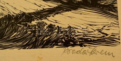 Bordás Ferenc (1911-1982): Erdő részlet, fametszet, papír, jelzett, 27×21 cm