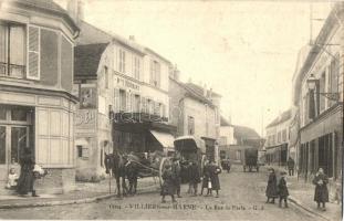 Villiers-sur-Marne, La Rue de Paris / shop, street, horse carriages (EK)