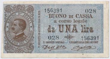 Olaszország 1914-1917. 1L T:III Italy 1914-1917. 1 Lira C:F Krause 36a