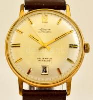 Eppo 25 jewels incabloc, német férfi karóra, működik, karcos üveggel, naptáras, bőr szíjjal