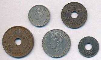 Kelet-Afrika / Brit gyarmat 1928-1952. 1c-1Sh (5xklf) T:2,2- East Africa / British colony 1928-1952. 1 Cent - 1 Shilling (5xdiff) C:XF,VF