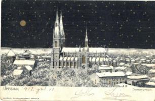 1912 Uppsala, Upsala; Domkyrkan / church, cathedral, winter at night (fa)