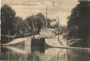 Trollhättan, nya slussarna / canal, sluice, SS Motalastrom ship