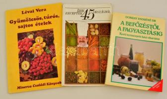3 db szakácskönyv: Gyümölcsös, túrós, sajtos ételek; A befőzéstől a befagyasztásig, Ízek, receptek 45 országból.