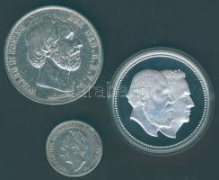 Hollandia 1870. 2 1/2G Ag + 1930. 1/2G Ag + modern Ag emlékérem "Paleis Noordeinde" szettben, díszdobozban, tanúsítvánnyal! T:PP,2/3