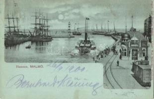 1900 Malmö, Hamnen / port, ships, wagon (EK)