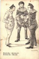 Wer ihn zieht - zahlt einem Liter / K.u.K. Kriegsmarine mariner humour art postcard. C.Fano 1912/13. 5858. s: Ed. Dworak