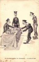 Aus dem Matrosenleben: Am Löhnungstage / K.u.K. Kriegsmarine mariner humour art postcard, mariner with his salary. C.Fano 1911-1912. 1637. s: Ed. Dworak