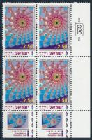 Stamp Day block of 4, Bélyegnap 4-es tömb, benne 2 tabos bélyeg