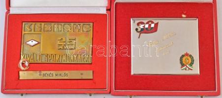 Vegyes: 4db-os díjplakett tétel, eredeti tokban T:2