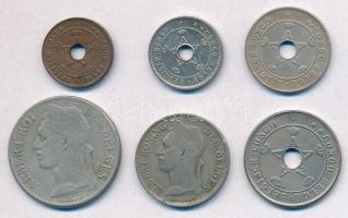 Belga-Kongó 1910-1923. 1c-1Fr (6xklf) T:2,2- Belgian Congo 1910-1923. 1 Centime - 1 Franc (6xdiff) C:XF,VF