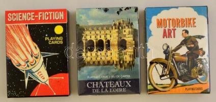 3 db modern Piatnik kártya,(Flash Gordon, Chateaux de la Loire,Motorbike Art), eredeti saját dobozában,