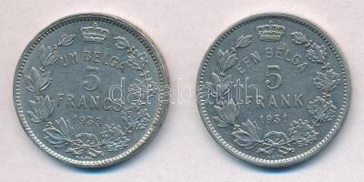 Belgium 1931. 5Fr Ni holland körirattal + 1933. 5Fr Ni T:2
Belgium 1931. 5 Francs Ni with Dutch leg...