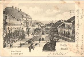 1902 Újvidék, Neusatz, Novi Sad; Elisabeth Platz / Erzsébet tér, üzlet. Urbán Ignác kiadása / square, shops (fl)