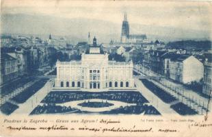 1899 Zágráb, Agram, Zagreb; Trg Franje Josipa / Franz Josefs Platz / Ferenc József tér / Franz Joseph square (vágott / cut)