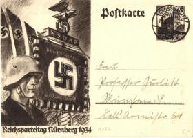 1934 Reichsparteitag Nürnberg / Nuremberg Rally. NSDAP German Nazi Party propaganda, swastika. 6 Ga. (EB)