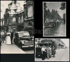 cca 1950-1960 3 db autókat ábrázoló fotó, 14x9 cm és 6x9 cm közötti méretben