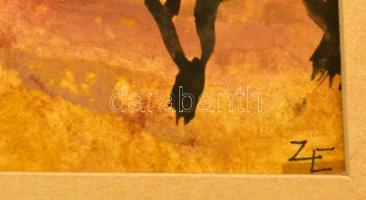 Zielinszky Erzsébet (1937-): Ősz. Akvarell, papír, jelzett, 22×28 cm