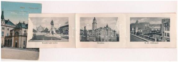 Pécs, vasútállomás, pályaudvar. leporellolap belül az Irgalmas utcával és villamossal  / leporelloca...