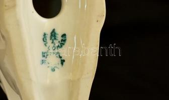 Hollóházi nyúl, kézzel festett, jelzett, hibátlan, m:7 cm