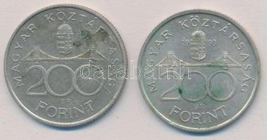 1993-1994. 200Ft Ag "MNB/Deák" (2xklf) T:2 patina fo