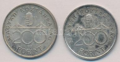 1992-1993. 200Ft Ag "MNB" (2x) T:2 patina