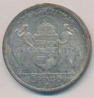 1930. 5P Ag "Horthy jobbra" T:2-,3 patina, karc
Adamo P8