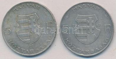 1947. 5Ft Ag "Kossuth" (2x) T:2,2-