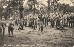Argonnen, Parade vor dem Kronprinzen / WWI, Wilhelm, German Crown Prince in the Argonne Forest