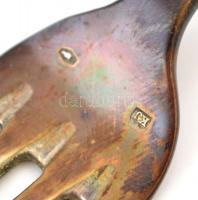 Ezüst (Ag.) keresztelő készlet: 2 db kanál, villa, pohát, kés (fém pengével), jelzettek, különböző m...