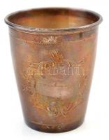 Ezüst (Ag.) keresztelő készlet: 2 db kanál, villa, pohát, kés (fém pengével), jelzettek, különböző m...