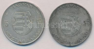1947. 5Ft Ag "Kossuth" (2x) T:2,2- patina