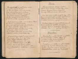 Kézzel írt, saját verseket tartalmazó kis könyvecske, 32 sztl. lev. Vászon-kötésben, megviselt állap...