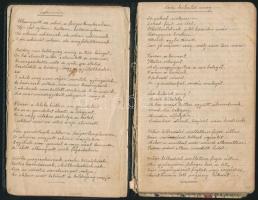 Kézzel írt, saját verseket tartalmazó kis könyvecske, 32 sztl. lev. Vászon-kötésben, megviselt állap...