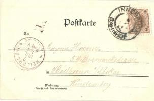 1898 Innsbruck, Hofburg, Theater, Stadtsäle, Martinswand, Moch & Stern litho / theater, town hal...