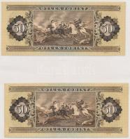 1983. 50Ft (4x) sorszámkövetők + 1983. 50Ft "D100"-as sorozatszámmal, két laminált oldalon...