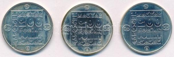 1985. 200Ft Ag (3xklf) "Természetvédelem - Mocsári Teknős, Vadmacska, Vidra" T:BU 
Adamo ...