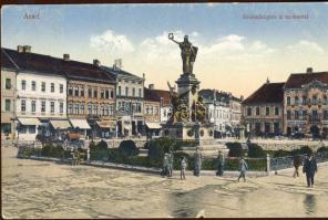 Arad Trinity square with the Unio Insurances and the shops of Hubert, Daimel, the Schwarz brothers and Weigl