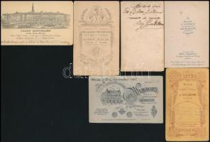 cca 1870-1890 Portrék, 6 db vizitkártya külföldi műtermekből (Bécs, Leoben, Bosznia), 11×6,5 cm