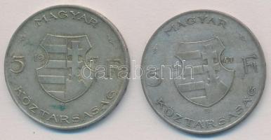 1947. 5Ft Ag "Kossuth" (2x) T:2-,3 patina