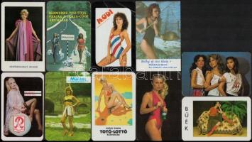 1969-1988 10 db hölgyeket ábrázoló kártyanaptár, köztük erotikus is