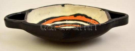 Iparművészeti Vállalatos Gorka Lívia  tálka, mázas kerámia, jelzett, apró kopásokkal, 19×13 cm