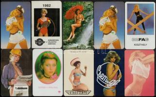 1969-1989 10 db hölgyeket ábrázoló kártyanaptár, köztük erotikus is