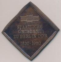 NDK 1980. Nemzet Múzeum Berlin 1830-1980 Br emlékplakett (78mm) T:2 GDR 1980. National Museum Berlin 1830-1980 Br commemorative plaque (78mm) C:XF